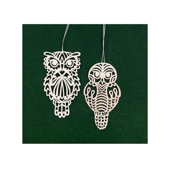 Picture of Wooden Christmas Ornaments - Owl Set-1