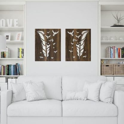 Picture of Wood Wall Art Feather and Birds