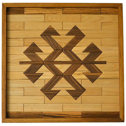 Picture of Natural Wood Wall Art Panel with  Kilim Motif "Scorpion"