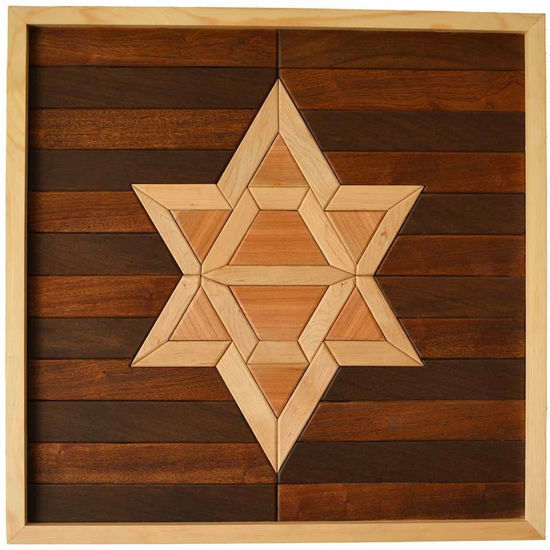 Picture of Wood Star Wall Art: Kilim Motif, Rustic Home Decor