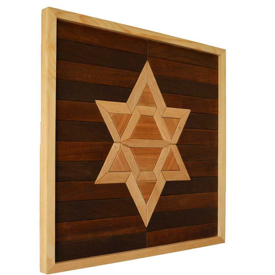 Picture of Wood Star Wall Art: Kilim Motif, Rustic Home Decor