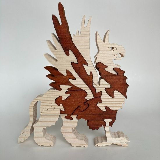 Picture of Handmade Wooden Gryphon Puzzle: Lion Dragon Decor Toy