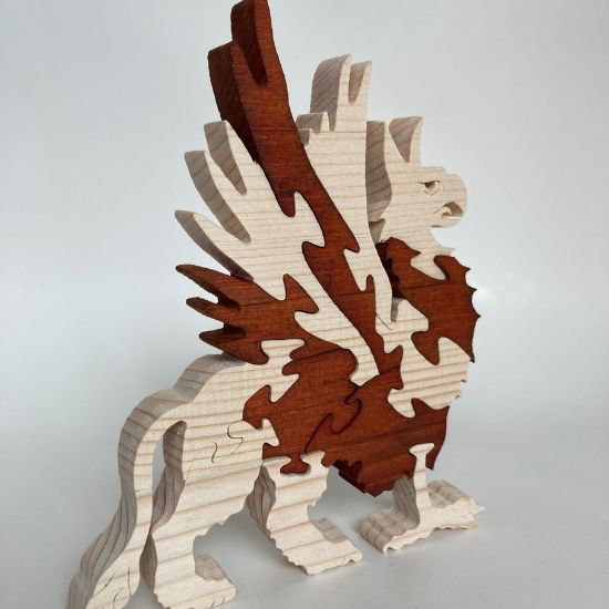 Picture of Handmade Wooden Gryphon Puzzle: Lion Dragon Decor Toy