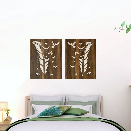 Picture of Wood Wall Art Feather and Birds