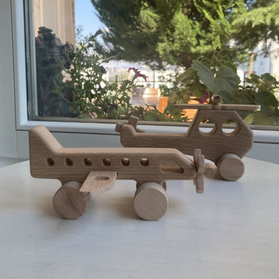 Picture of Wooden  Airplane and Helicopter  Toy Set